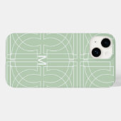 Moderne geometrische patroon saliegroen monogram Case-Mate iPhone case (Achterkant (horizontaal))