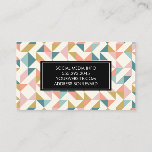 Moderne Geometrische Patroon Visitekaartje (Achterkant)
