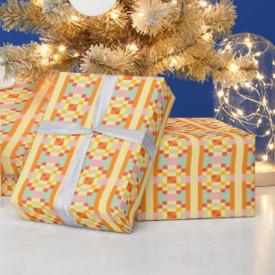 Moderne geometrische pixelkunst naadloos patroon cadeaupapier