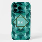 Moderne geometrische polygoon teal turquoise monog iPhone hoesje (Achterkant)