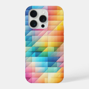 Moderne geometrische prisma telefoonhoes kleurrijk iPhone 15 pro case