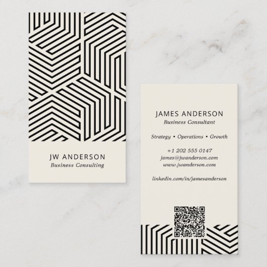 Moderne geometrische QR-code Visitekaartje (Voorkant / Achterkant)