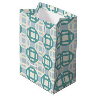 Moderne geometrische quilt geïnspireerde patroon medium cadeauzakje