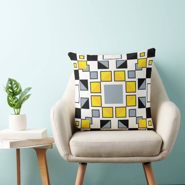 Moderne Geometrische Quilt Patroon Kunst  Kussen (Stoel)