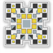Moderne Geometrische Quilt Patroon Kunst Sticker (Voorkant)