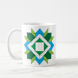 Moderne geometrische quilt ster mozaïek blauw groe koffiemok