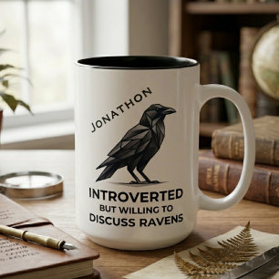 Moderne Geometrische Raaf Cadeau Introvert Humor K Tweekleurige Koffiemok