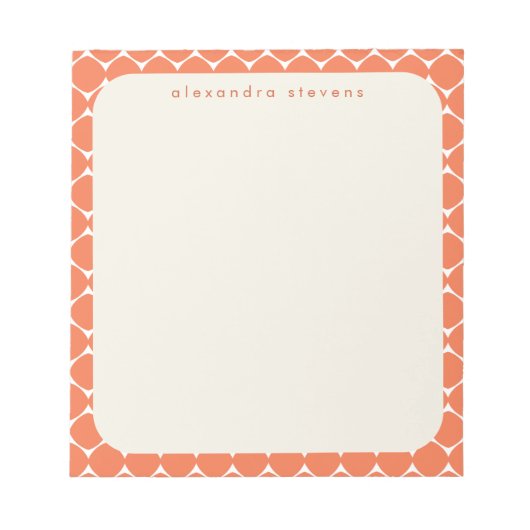 Moderne Geometrische Rand Sinaasappel Gepersonalis Notitieblok (Voorkant)