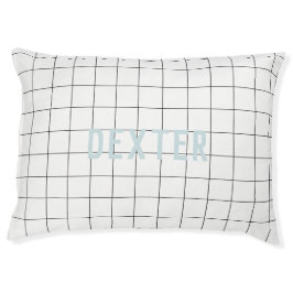 Moderne Geometrische rasterpatroon Bleek Blauw Een Hondenbed