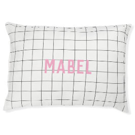 Moderne geometrische rasterpatroon helder roze een hondenbed