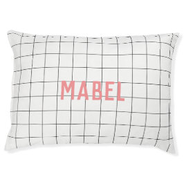 Moderne geometrische rasterpatroon Koraal roze Een Hondenbed