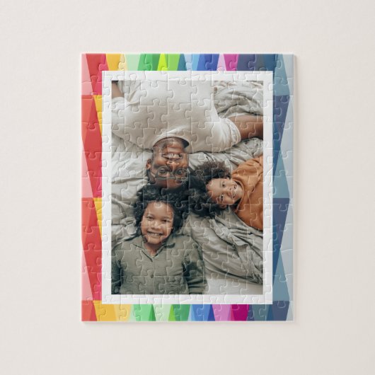 Moderne Geometrische Regenboog Gepersonaliseerde F Legpuzzel (Verticaal)