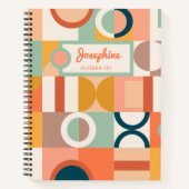 Moderne Geometrische Retro Kleurrijke Custom Schoo Notitieboek (Voorkant)