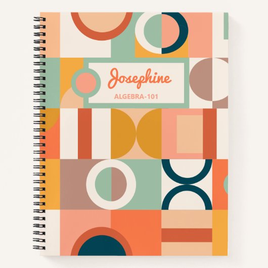 Moderne Geometrische Retro Kleurrijke Custom Schoo Notitieboek (Voorkant)