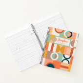 Moderne Geometrische Retro Kleurrijke Custom Schoo Notitieboek (Binnen)
