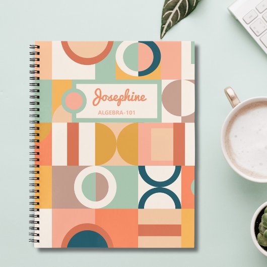 Moderne Geometrische Retro Kleurrijke Custom Schoo Notitieboek