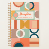 Moderne Geometrische Retro Kleurrijke Custom Schoo Planner (Voorkant)