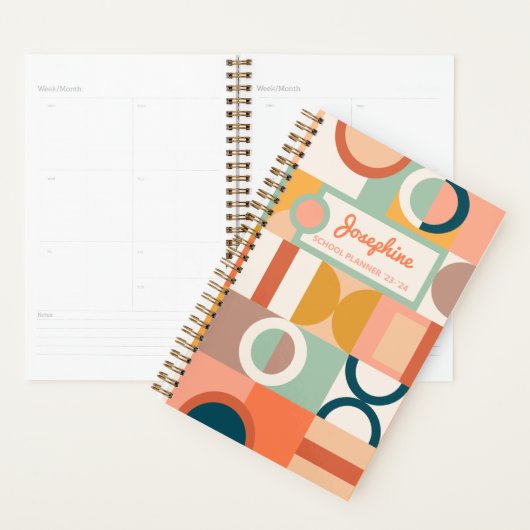 Moderne Geometrische Retro Kleurrijke Custom Schoo Planner (Display)