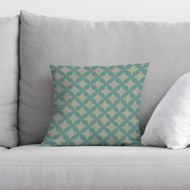 Moderne geometrische retro vervaagde turkoois uit  kussen (Mid Mod Throw Pillow)