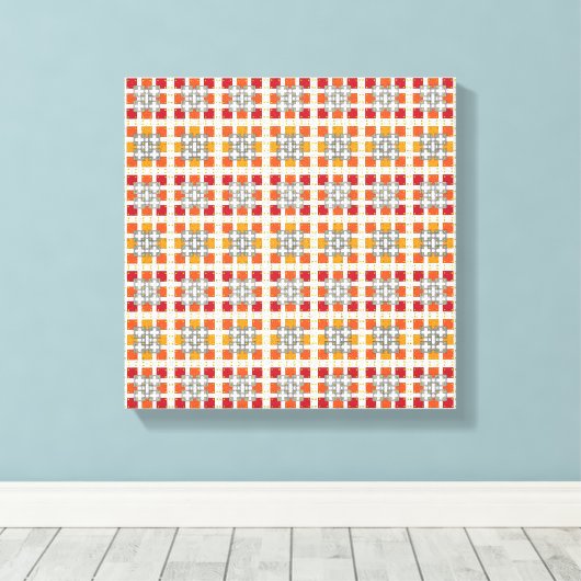 Moderne geometrische rode Amber kwadratenpatroon Canvas Afdruk (Insitu (Houten vloer))