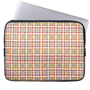 Moderne geometrische rode Amber kwadratenpatroon Laptop Sleeve