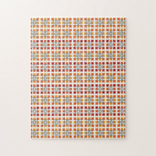 Moderne geometrische rode Amber kwadratenpatroon Legpuzzel (Verticaal)