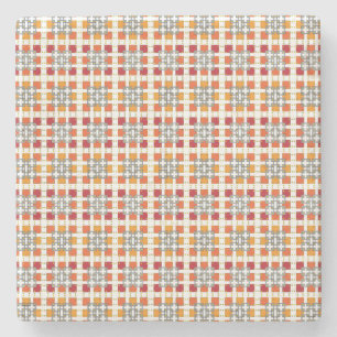 Moderne geometrische rode Amber kwadratenpatroon Stenen Onderzetter