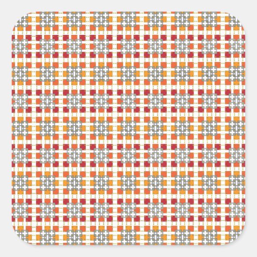 Moderne geometrische rode Amber kwadratenpatroon Vierkante Sticker (Voorkant)