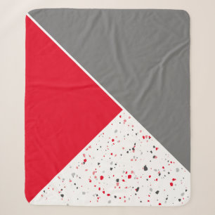 Moderne geometrische rode grijze terrazzo sherpa deken