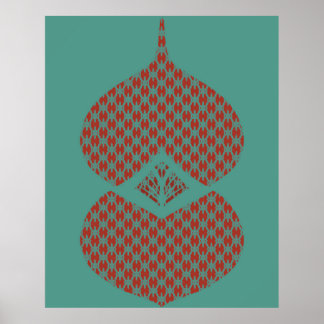 Moderne geometrische rode turkoois uit de middelee poster