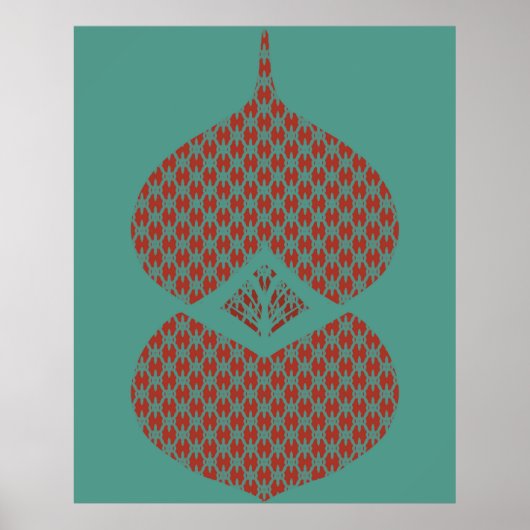 Moderne geometrische rode turkoois uit de middelee poster (Voorkant)