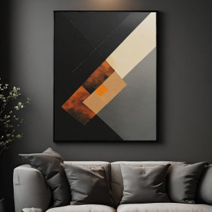 Moderne Geometrische Roest- en Zwarte Textuur Poster