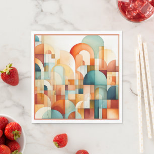 Moderne Geometrische Roest Turquoise Perzik Teal Servet
