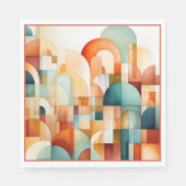 Moderne Geometrische Roest Turquoise Perzik Teal Servet (Voorkant)