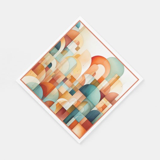 Moderne Geometrische Roest Turquoise Perzik Teal Servet (Hoek)