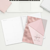Moderne geometrische Roos Gold Blush Gray Monogram Planner