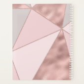 Moderne geometrische Roos Gold Blush Gray Monogram Planner (Achterkant)