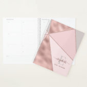 Moderne geometrische Roos Gold Blush Gray Monogram Planner (Display)