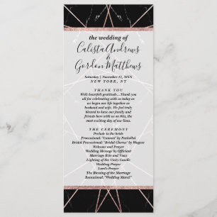 Moderne geometrische Roos gouden marmeren driehoek Programmakaart