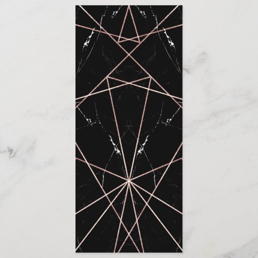 Moderne geometrische Roos gouden marmeren driehoek Programmakaart (Achterkant)