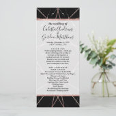 Moderne geometrische Roos gouden marmeren driehoek Programmakaart (Staand voorkant)