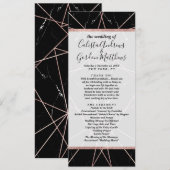 Moderne geometrische Roos gouden marmeren driehoek Programmakaart (Voorkant / Achterkant)