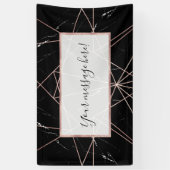 Moderne geometrische Roos gouden marmeren driehoek Spandoek (Verticaal)