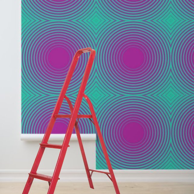 Moderne Geometrische Roze Blauwe Cirkels Peel Stic Behang (Modern Geometric Pink Blue Circles Peel Stick Wallpaper)