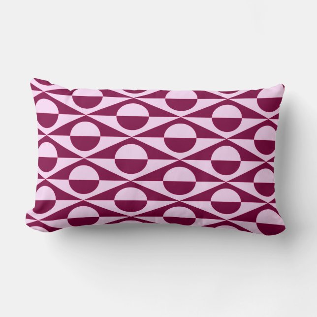 Moderne geometrische, roze en Bourgogne Kussen (Voorkant)