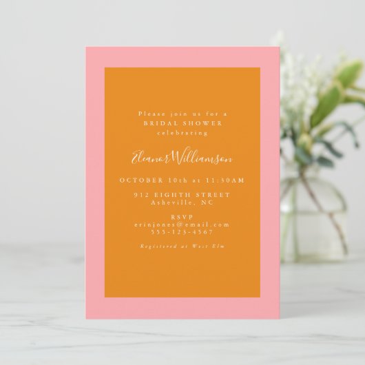 Moderne geometrische roze en Oranje Vrijgezellenfe Kaart (Staand voorkant)