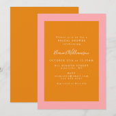 Moderne geometrische roze en Oranje Vrijgezellenfe Kaart (Voorkant / Achterkant)