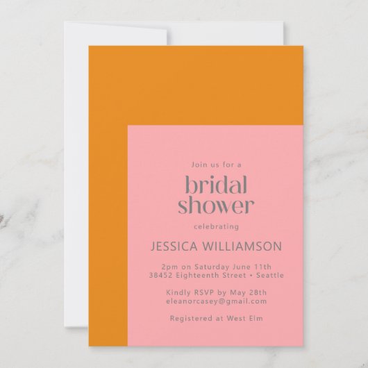 Moderne geometrische roze en Oranje Vrijgezellenfe Kaart (Voorkant)