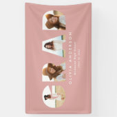 Moderne geometrische roze, girale multi-foto afstu spandoek (Verticaal)