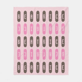 Moderne Geometrische Roze Grijs Custom Name Fleece Deken